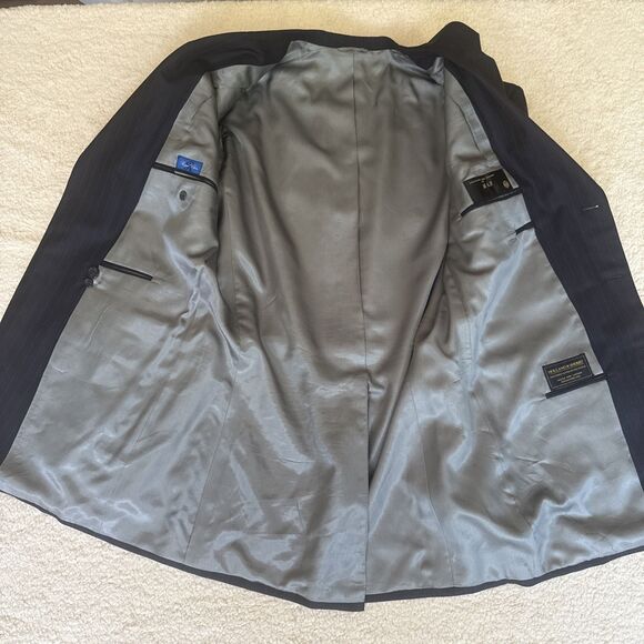 Holland and Sherry Navy Pin Stripe Blazer Jacket Mens 48L - Picture 11 of 14